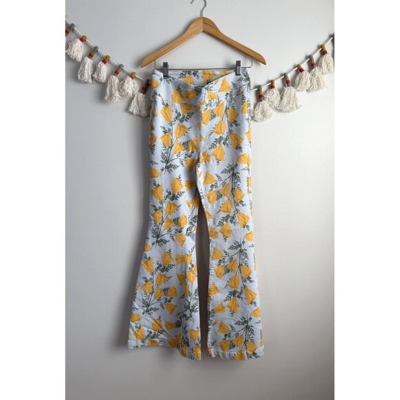 FP We The Free Venice Beach Flare Jeans Sky Combo Poppies Preppy Hippie Boho 29 - Picture 1 of 11